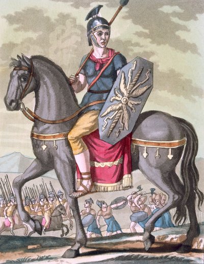 国家军队的罗马骑兵，来自&39;L&39;Antique Rome&39;的插图，由Labrousse雕刻，于1796年出版 作者 雅克·格拉塞德·圣索维尔